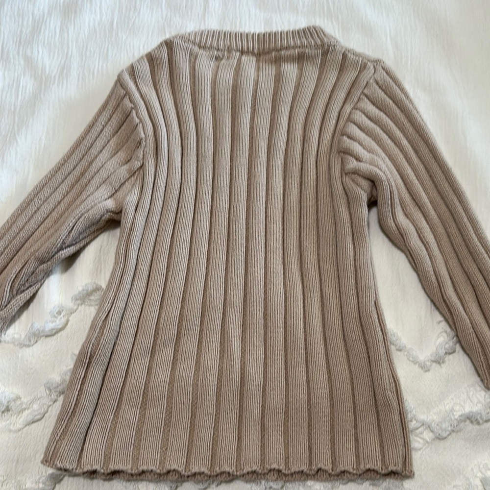 Beige Ribbed Knit Sweater - Picture 7 of 11